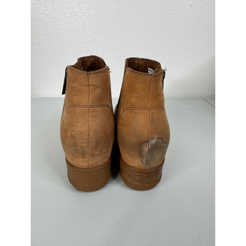 Sorel Brown Leather Wedge Ankle Boots Size 10 - Picture 4 of 8